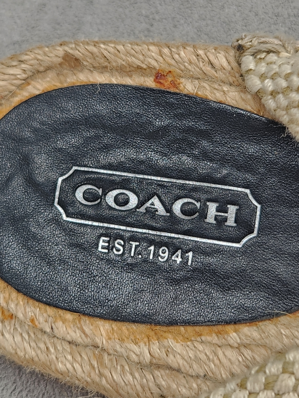 Coach Slingback Espadrilles 9 Black Jacquard Signature Rayanne A1128 Jute Flats - Picture 10 of 14